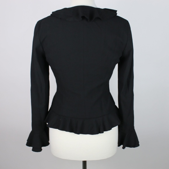 TRINA TURK Black Ruffle Bell Peplum Blazer 6 - Picture 2 of 6